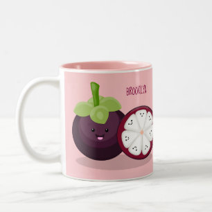 Taza Bicolor Ilustracion personalizado de mangostino morado