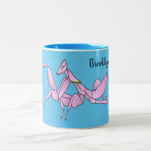 Taza Bicolor Ilustracion personalizado de mantis orquídea
