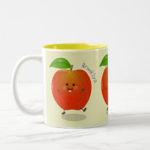 Taza Bicolor Ilustracion personalizado de manzana bailando a la