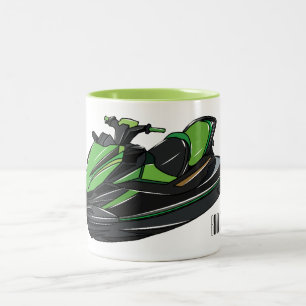 Taza Bicolor Ilustracion personalizado de moto acuática