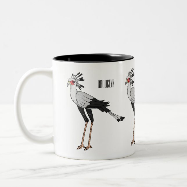 Taza Bicolor Ilustracion personalizado de pájaro de Secretario (Izquierda)