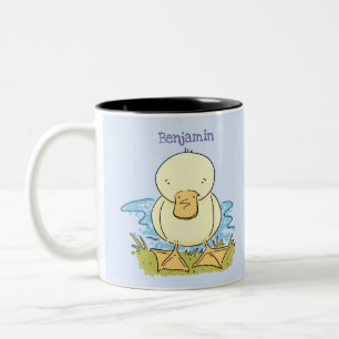 Taza Bicolor Ilustracion personalizado de pato amarillo