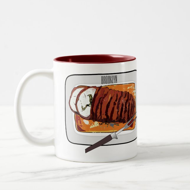 Taza Bicolor Ilustracion personalizado de pavo asado (Izquierda)
