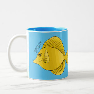 Taza Bicolor Ilustracion personalizado de pescado tango amarill
