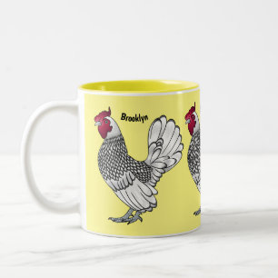 Taza Bicolor Ilustracion personalizado de pollo de Sebright