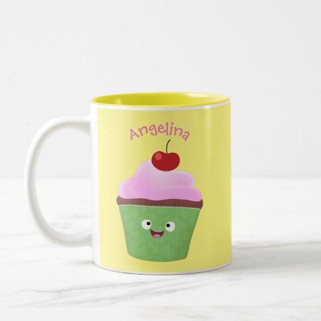 Taza Bicolor Ilustracion personalizado de quequitos alegres (Izquierda)