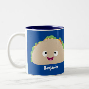 Taza Bicolor Ilustracion personalizado de taco alegre sonriente