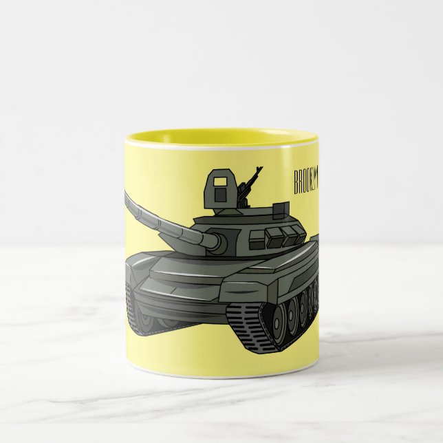 Taza Bicolor Ilustracion personalizado de tanques (Centro)
