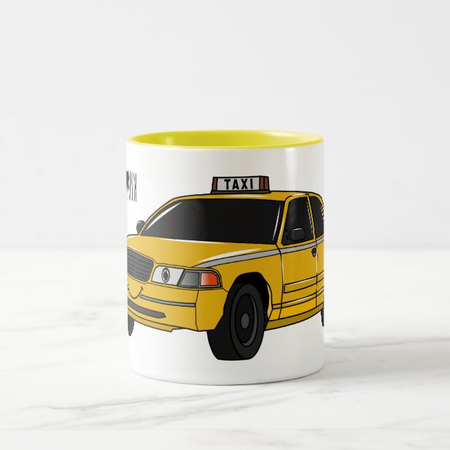 Taza Bicolor Ilustracion personalizado de taxi (Centro)