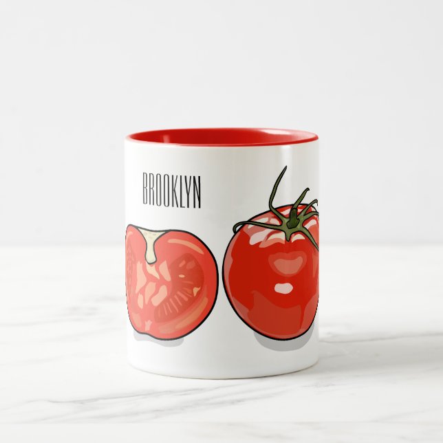 Taza Bicolor Ilustracion personalizado de tomate (Centro)