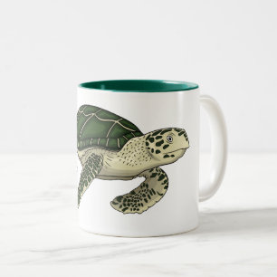 Taza Bicolor Ilustracion personalizado de tortugas marinas
