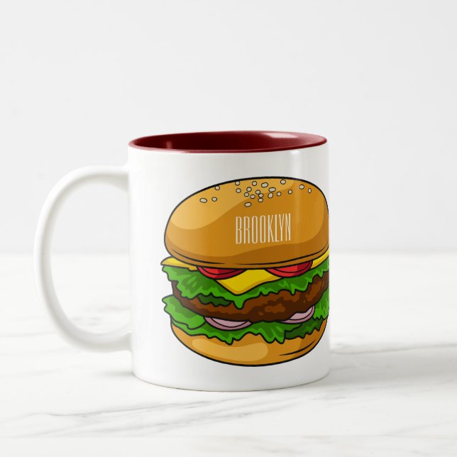 Taza Bicolor Ilustracion personalizado Hamburger (Izquierda)