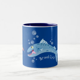 Taza Bicolor Ilustracion personalizado pescador hambriento de b