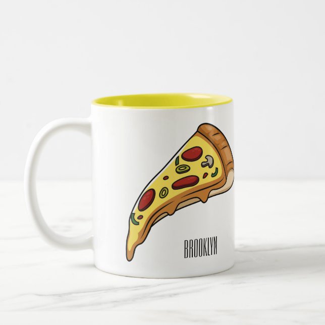 Taza Bicolor Ilustracion personalizado Pizza (Izquierda)