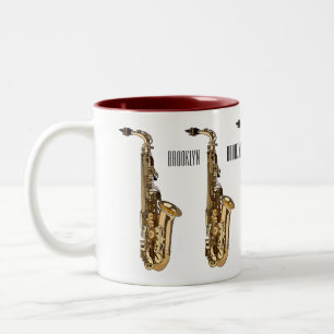 Taza Bicolor Ilustracion personalizado saxofón