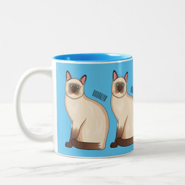 Taza Bicolor Ilustracion personalizado siamés (Izquierda)