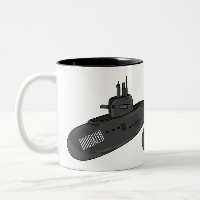 Taza Bicolor Ilustracion personalizado submarino (Izquierda)