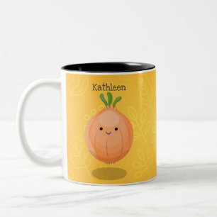 Taza Bicolor Ilustracion personalizado verde de cebolla marrón