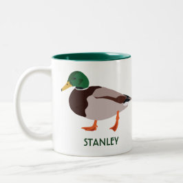 Taza Bicolor Ilustracion realista Mallard Duck personalizado