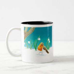 Taza Bicolor Ilustracion Red Robin Bird