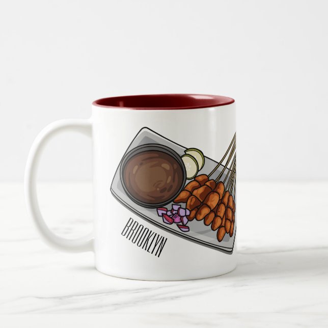 Taza Bicolor Ilustracion Satay personalizado (Izquierda)
