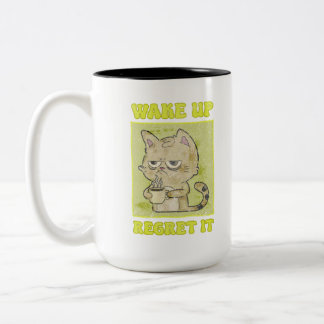 Taza Bicolor Ilustración Vintage de Grumpy Cat Despertar y Arre
