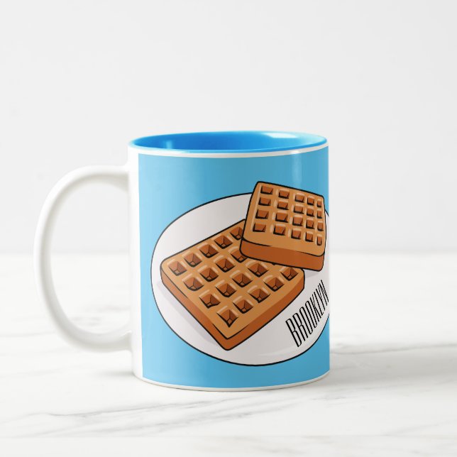 Taza Bicolor Ilustracion Waffle personalizado (Izquierda)