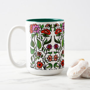 Taza Bicolor Ilustraciones de flores de jardín divertidas 