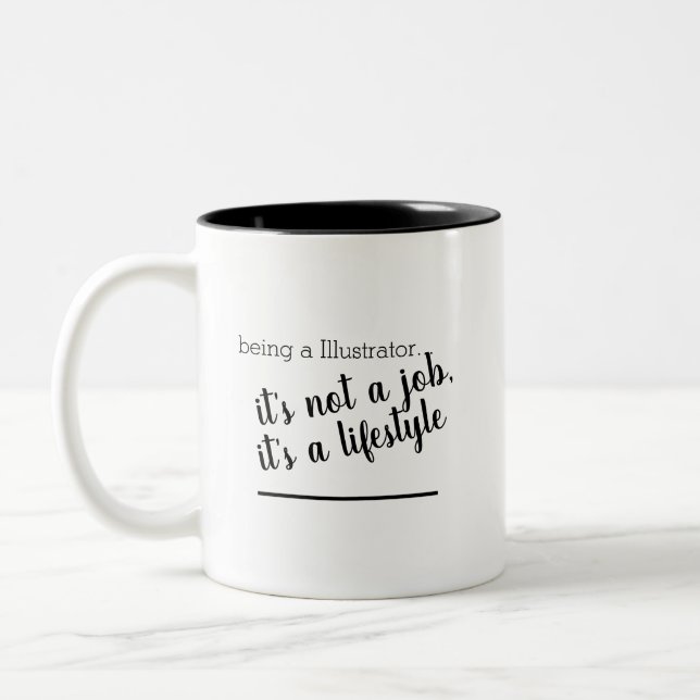 Taza Bicolor Ilustrador Estilo de vida Café Mug (Izquierda)