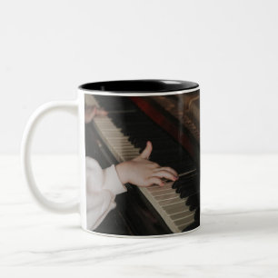 Taza Bicolor Ilustrante arte de piano