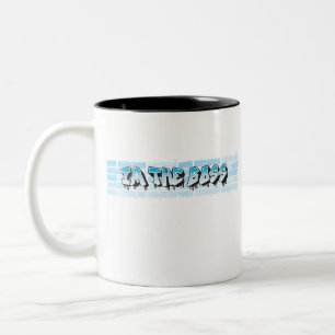 Taza Bicolor IM EL BOSS Graffiti Tema Paint Blue Splatter
