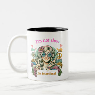 Taza Bicolor "I'm not slow, I'm intentional - Retro knitting hu