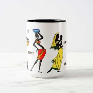 Taza Bicolor Impresión africana del Día de la Madre Feliz