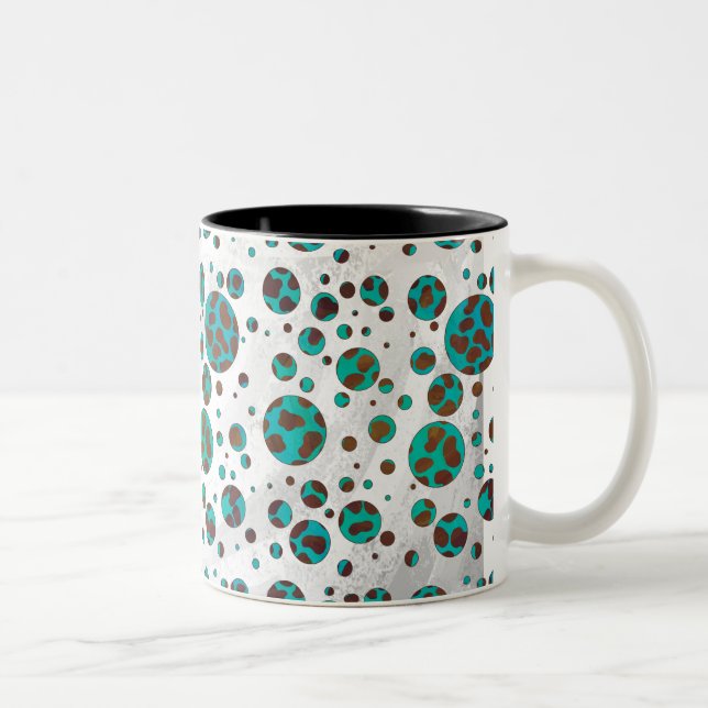 Taza Bicolor Impresión dálmata marrón y Verde azulada (Derecha)