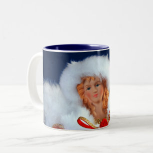 Taza Bicolor Impresión de ángeles navidades encantadores