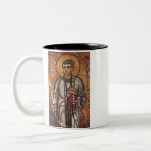 Taza Bicolor Impresión de arte en mosaico ortodoxo de San Loren
