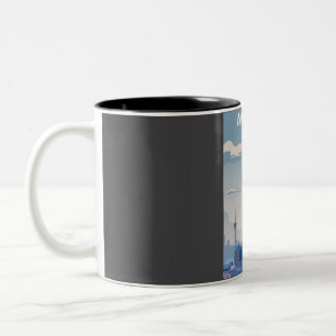 Taza Bicolor Impresión de arte mínimo en afiches de viaje de Ma