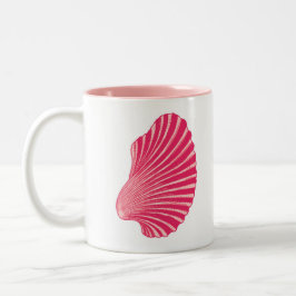 Taza Bicolor Impresión de bloques de conchas de vieira, rosa de