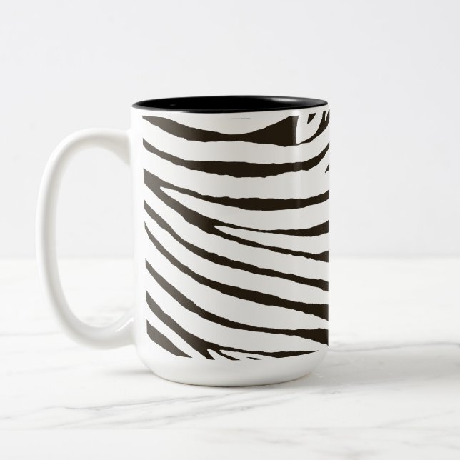 Taza Bicolor Impresión de cebra blanca marrón (Izquierda)