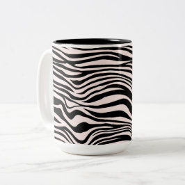 Taza Bicolor Impresión de cebra de arena negra y Rubor