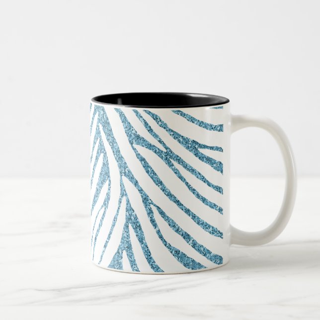 Taza Bicolor Impresión de cebra de brillo Aqua Faux (Derecha)