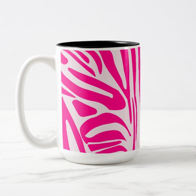 Taza Bicolor Impresión de cebra rosa (Izquierda)