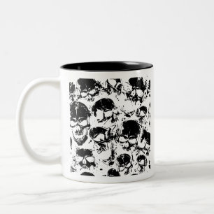 Taza Bicolor impresión de cráneos de borrón