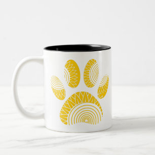 Taza Bicolor Impresión de la hoja de perro de girasol amarillo