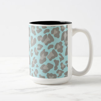 Taza Bicolor Impresión de leopardo azul y gris