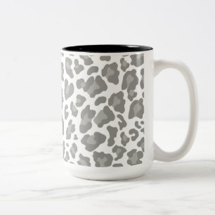 Taza Bicolor Impresión de leopardo blanco y gris