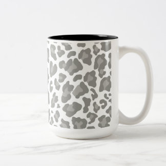 Taza Bicolor Impresión de leopardo blanco y gris