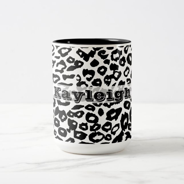 Taza Bicolor Impresión de leopardo en blanco y negro (Centro)