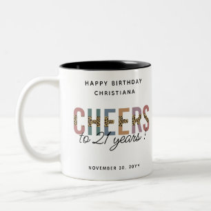 Taza Bicolor Impresión de leopardo Fiesta de cumpleaños 21