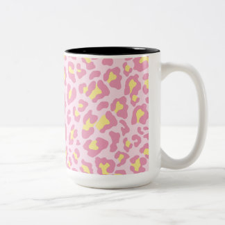 Taza Bicolor Impresión de leopardo rosa y amarillo